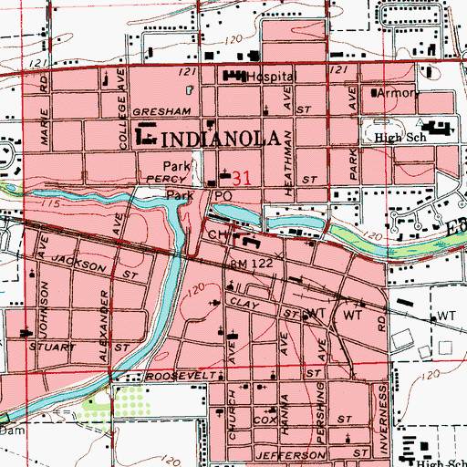 Topographic Map of Sunflower County Courthouse, MS