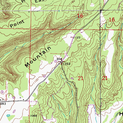 Topographic Map of East Mountain (historical), AR