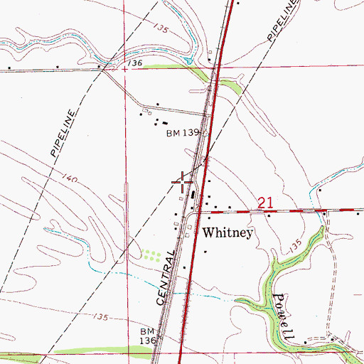 Topographic Map of Whitney Church (historical), MS
