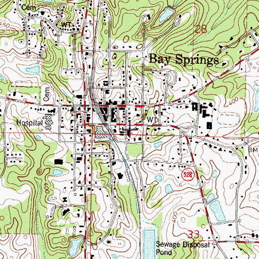 Topographic Map of Bay Springs Baptist Church, MS