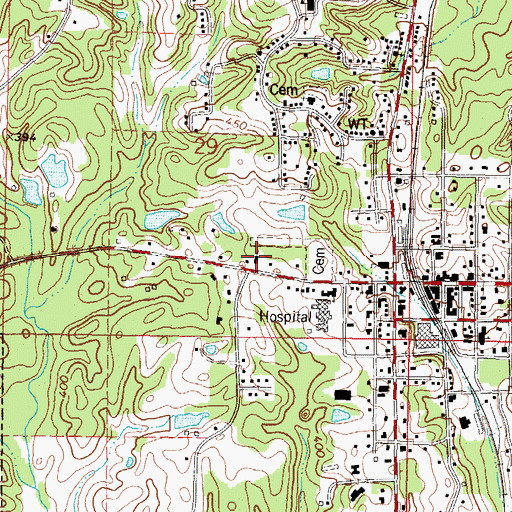 Topographic Map of Bay Springs Church of Christ, MS
