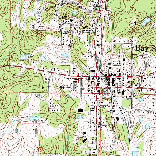 Topographic Map of Bay Springs Methodist Church, MS