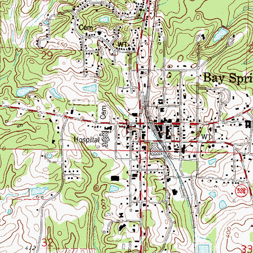 Topographic Map of Bay Springs Presbyterian Church, MS