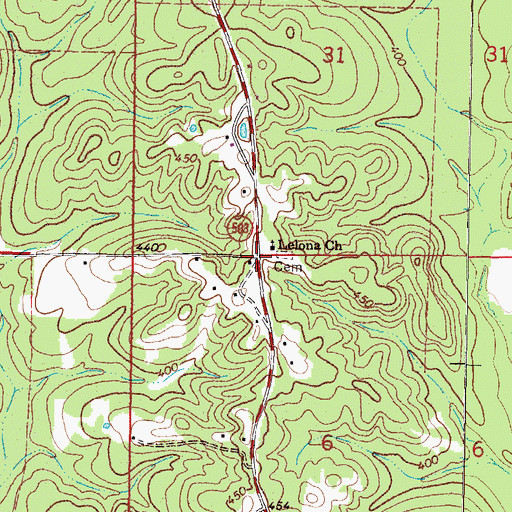 Topographic Map of Kelona, MS