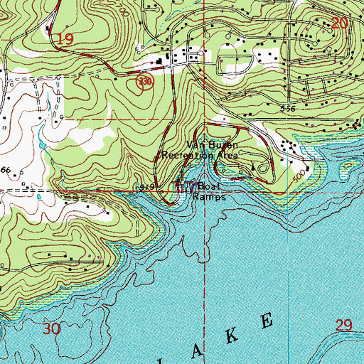 Topographic Map of Fairfield Bay Marina, AR