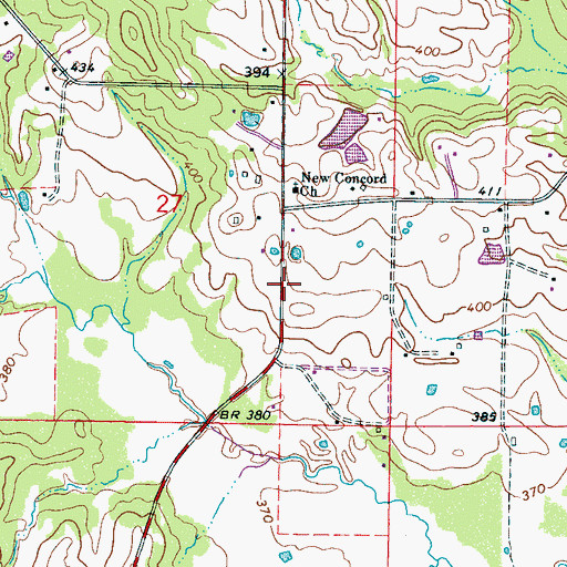 Topographic Map of Penantly, MS