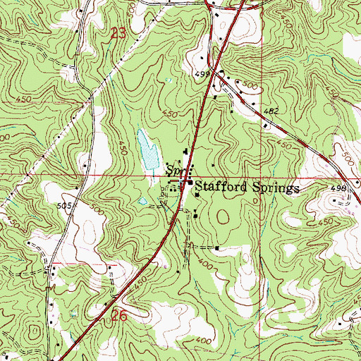 Topographic Map of Stafford Springs, MS