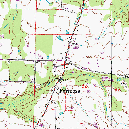 Topographic Map of Formosa Church of Christ, AR