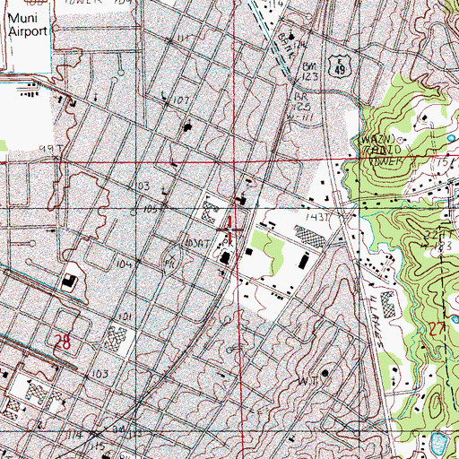 Topographic Map of Calvary Baptist Church, MS