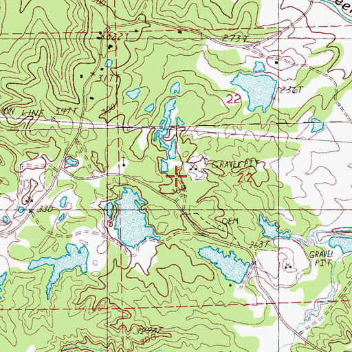 Topographic Map of Cedar Hill (historical), MS