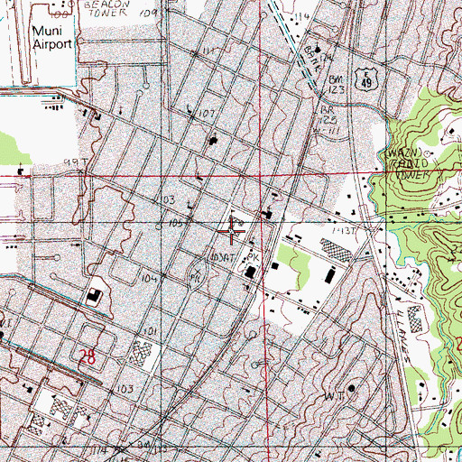 Topographic Map of First Assembly of God Church, MS