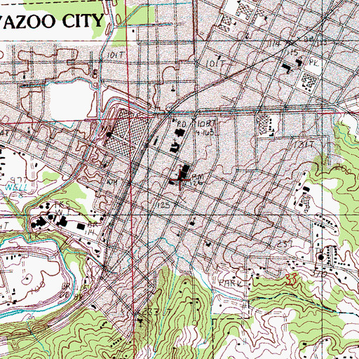 Topographic Map of First United Methodist Church, MS