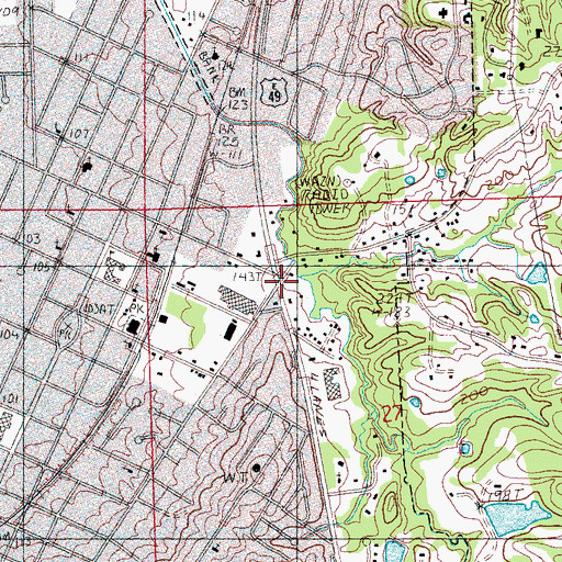 Topographic Map of Northwest Shopping Center, MS