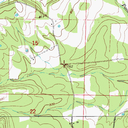 Topographic Map of Gridley (historical), AR