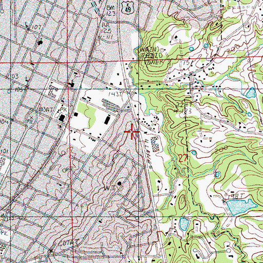 Topographic Map of Yazooville Shopping Center, MS