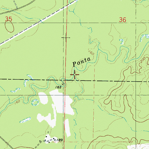 Topographic Map of Running Creek, MS