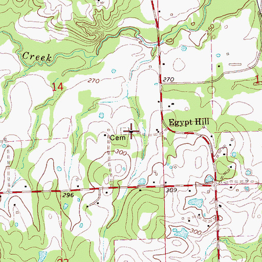 Topographic Map of Egypt Hill Baptist Church, MS