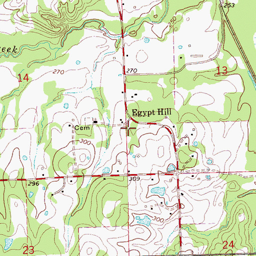 Topographic Map of Egypt Hill School (historical), MS