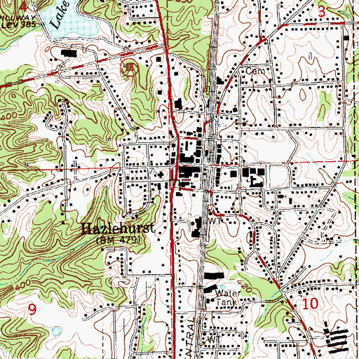 Topographic Map of First Baptist Church, MS