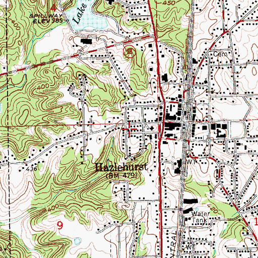 Topographic Map of First Presbyterian Church, MS