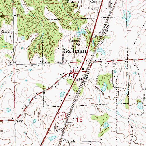 Topographic Map of Gallman Baptist Church, MS