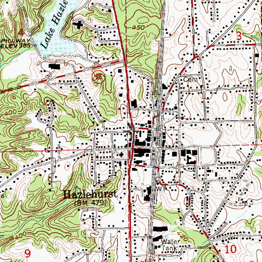Topographic Map of Hazlehurst United Methodist Church, MS