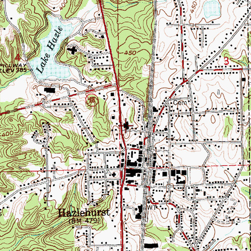 Topographic Map of Mid City Shopping Center, MS