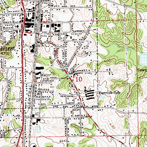 Topographic Map of Mount Zion Church of God in Christ, MS