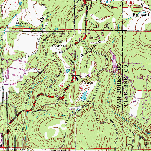 Topographic Map of Indian Hills Country Club, AR
