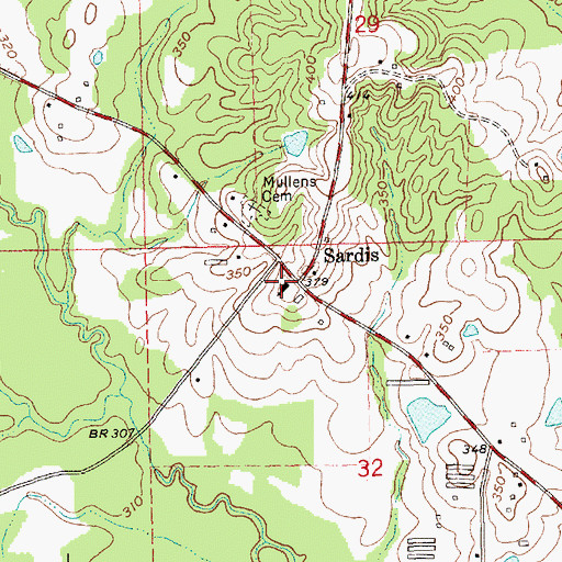 Topographic Map of Sardis Baptist Church, MS
