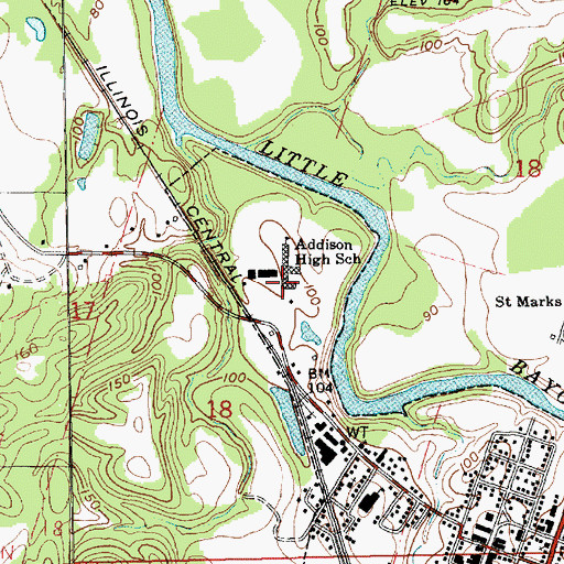 Topographic Map of Addison Elementary School, MS