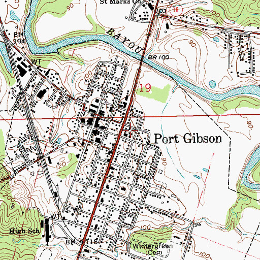 Topographic Map of Brashear Academy (historical), MS