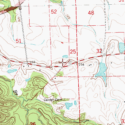 Topographic Map of Center School (historical), MS