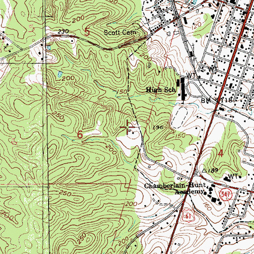Topographic Map of Claremont Plantation (historical), MS