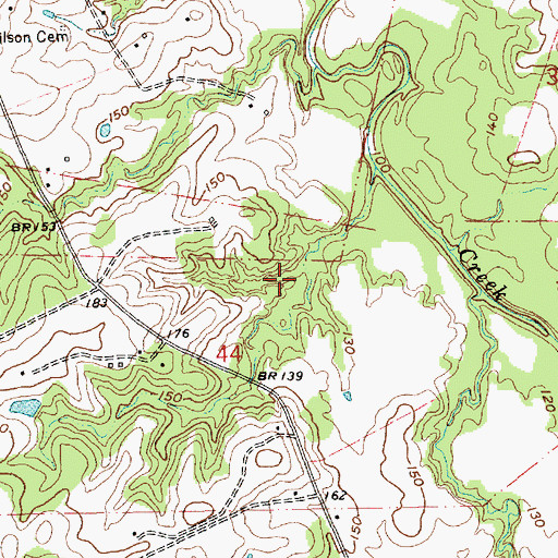 Topographic Map of Dows Mill (historical), MS