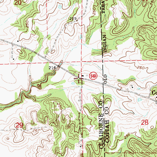 Topographic Map of Glenwood School (historical), MS