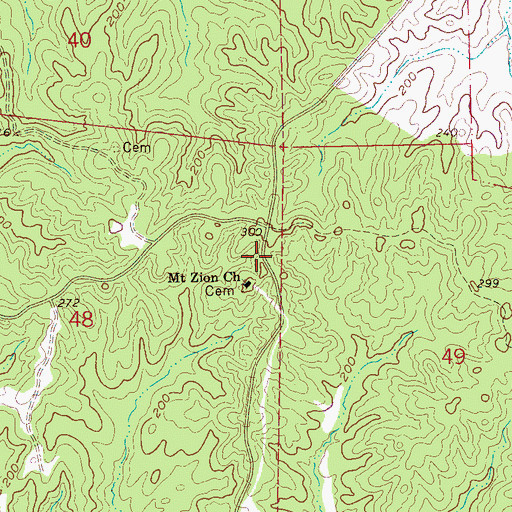 Topographic Map of Hard Scrabble School (historical), MS