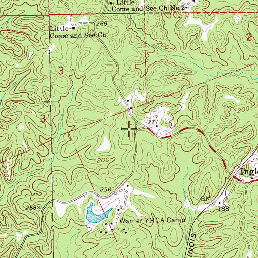 Topographic Map of Ingleside School (historical), MS