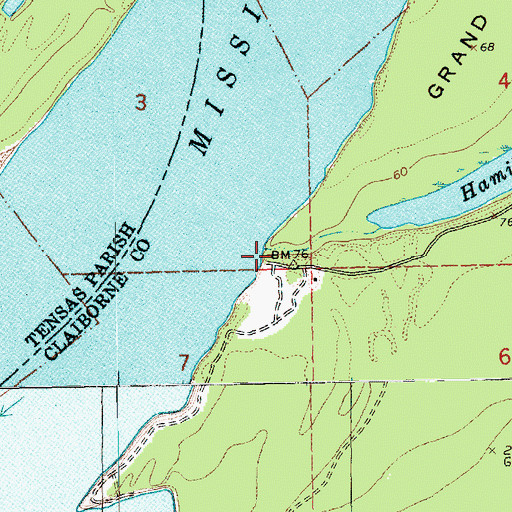 Topographic Map of Lower Grand Gulf Landing, MS
