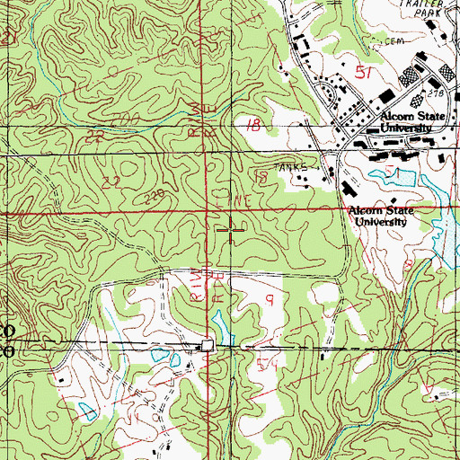 Topographic Map of Miller School (historical), MS