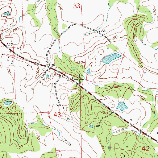 Topographic Map of Mount Beulah Church (historical), MS