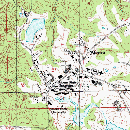 Topographic Map of Oakland College (historical), MS