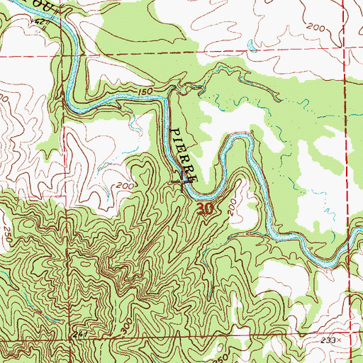 Topographic Map of Rocky Falls, MS