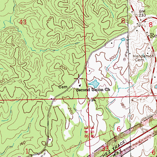 Topographic Map of Second Union School (historical), MS