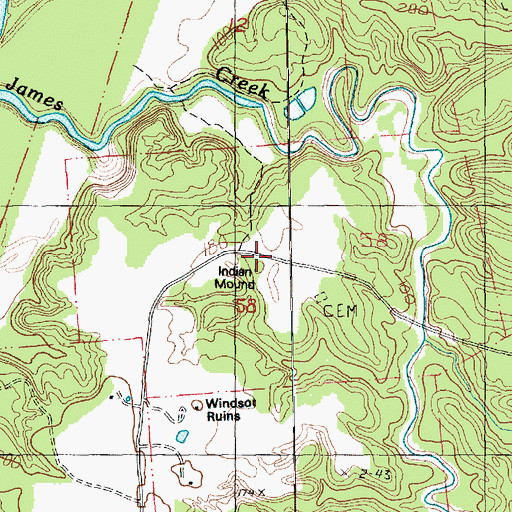 Topographic Map of Windsor Mounds, MS
