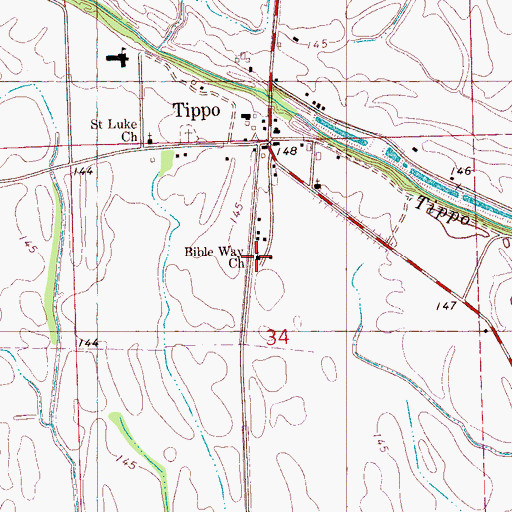 Topographic Map of Bible Way Church, MS