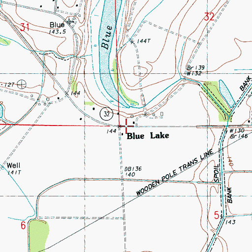Topographic Map of Blue Lake, MS