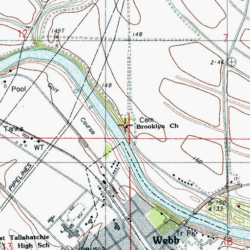 Topographic Map of Brooklyn Church, MS