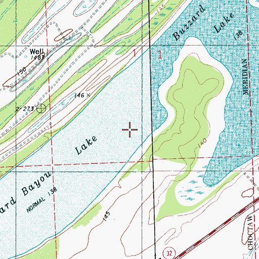 Topographic Map of Buzzard Bayou Lake, MS