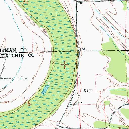 Topographic Map of Dry Lake, MS